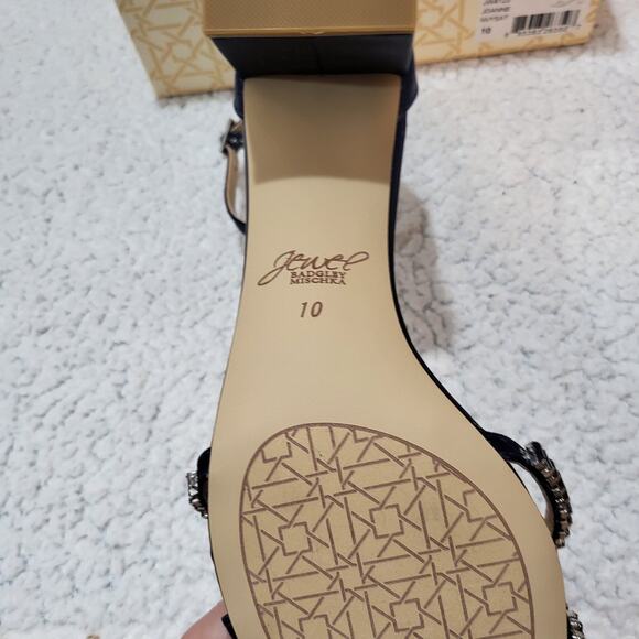 NEW Jewel Badgley Mischka Joanne Strappy Block Heel Navy SIZE 10 - Picture 5 of 7